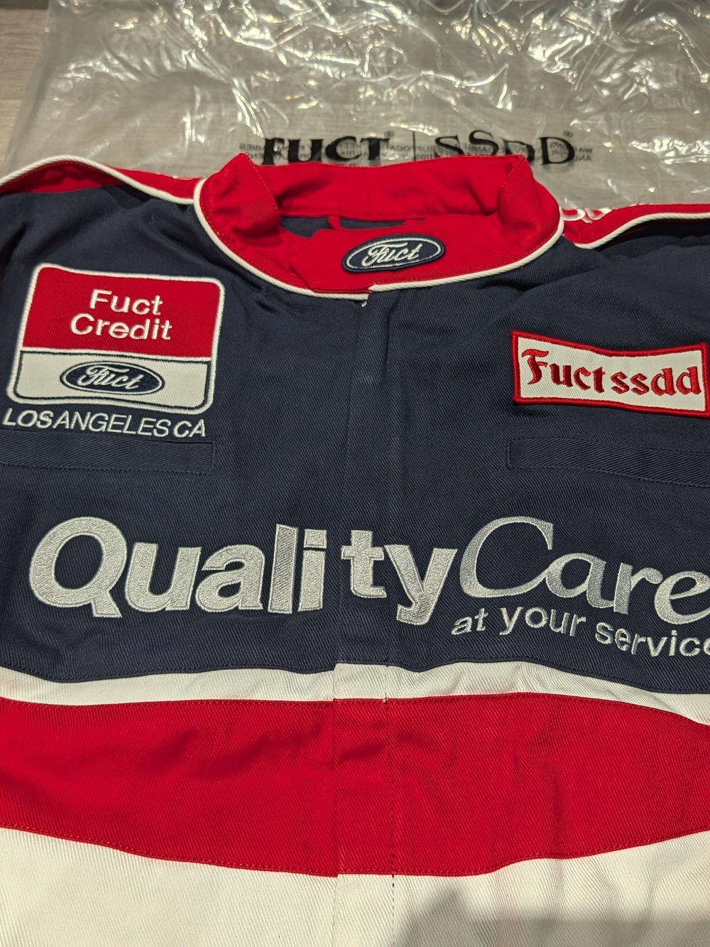 Fuct x SSDD Racing Patchwork Jacket, Size L - Picture 2 of 6